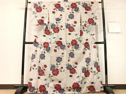 平和屋着物∴夏物　浴衣　椿　綿麻　逸品　CABG7724vp