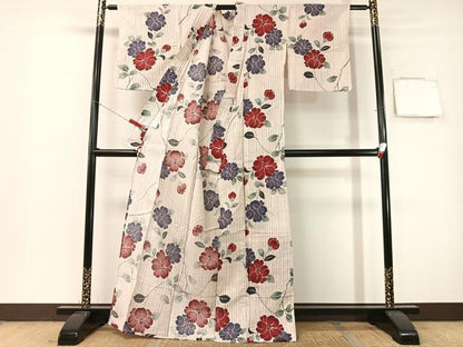 平和屋着物∴夏物　浴衣　椿　綿麻　逸品　CABG7724vp