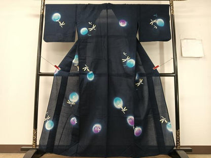平和屋着物∴世界的ファッションデザイナー　山本寛斎　kansaiブランド　夏物　浴衣　絽　トンボ　ラメ　綿　逸品　CABG7725vp