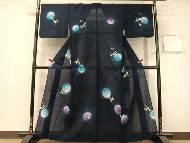平和屋着物∴世界的ファッションデザイナー　山本寛斎　kansaiブランド　夏物　浴衣　絽　トンボ　ラメ　綿　逸品　CABG7725vp
