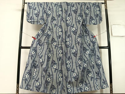 平和屋着物∴夏物　浴衣　立涌桔梗文　リップル生地　綿　逸品　CABG7727vp