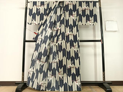 平和屋着物∴夏物　浴衣　跳び兎　綿　逸品　CABG7730vp