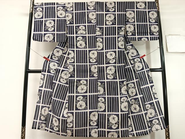 平和屋着物∴夏物　小紋・浴衣兼用　朝顔　綿麻　逸品　CABG7734vp