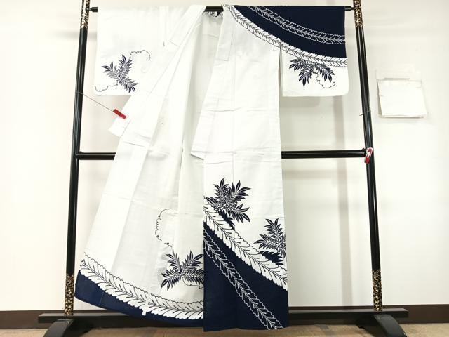 平和屋着物∴夏物　訪問着　浴衣　草葉文　綿　逸品　CABG7736vp