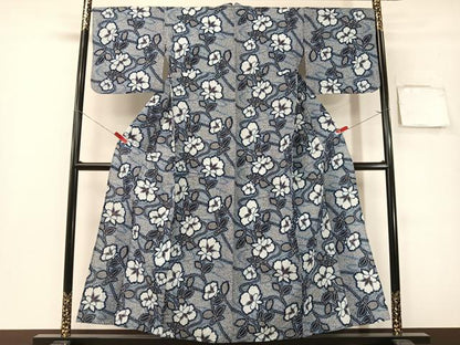 平和屋着物∴夏物　浴衣　草花文　リップル生地　綿　逸品　CABG7737vp