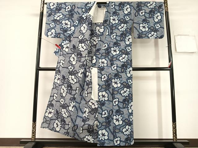平和屋着物∴夏物　浴衣　草花文　リップル生地　綿　逸品　CABG7737vp