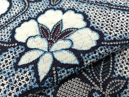 平和屋着物∴夏物　浴衣　草花文　リップル生地　綿　逸品　CABG7737vp