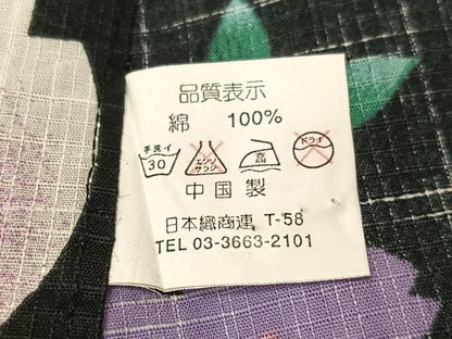 平和屋着物∴夏物　浴衣　綿紅梅　舞桜　黒地　綿　逸品　CABG7738vp