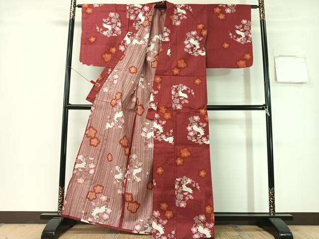 平和屋着物∴夏物　浴衣　跳び兎　綿　逸品　CABG7739vp