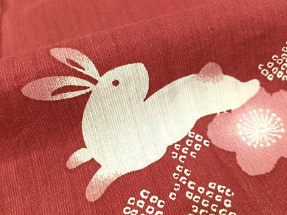 平和屋着物∴夏物　浴衣　跳び兎　綿　逸品　CABG7739vp