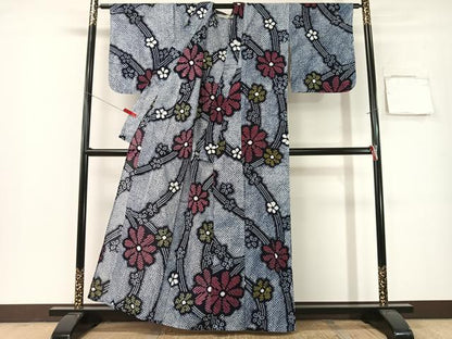 平和屋着物∴夏物　浴衣　有松鳴海絞り　舞花文　綿　逸品　未使用　CABG7740vp