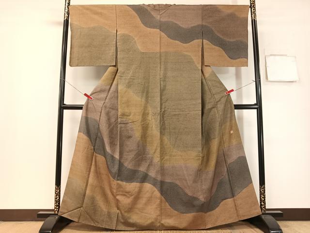 平和屋着物●石川県指定無形文化財　牛首紬　白山工房　手織り　角印　訪問着　道長文様　正絹　逸品　CABG7741vp