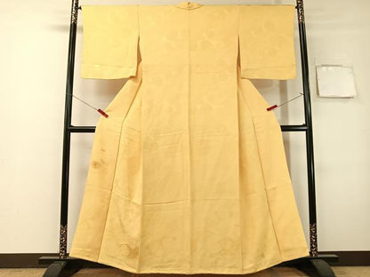平和屋着物●上質な色無地　道長更紗地紋　蜂蜜色　正絹　逸品　CABG7743vp