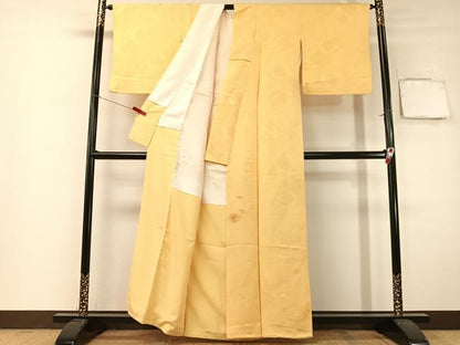 平和屋着物●上質な色無地　道長更紗地紋　蜂蜜色　正絹　逸品　CABG7743vp