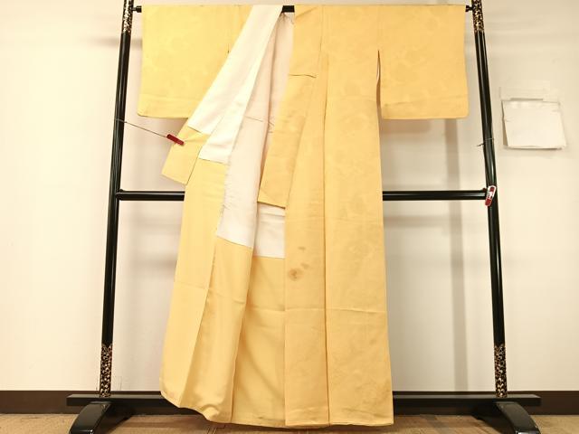 平和屋着物●上質な色無地　道長更紗地紋　蜂蜜色　正絹　逸品　CABG7743vp