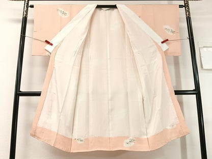 平和屋着物●長襦袢　袷　絞り　手描き　地紙花文　正絹　逸品　未使用　CABG7746vp
