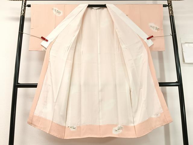 平和屋着物●長襦袢　袷　絞り　手描き　地紙花文　正絹　逸品　未使用　CABG7746vp