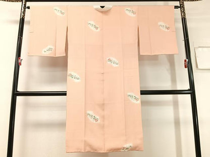 平和屋着物●長襦袢　袷　絞り　手描き　地紙花文　正絹　逸品　未使用　CABG7746vp