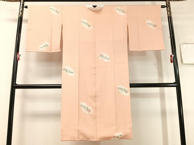 平和屋着物●長襦袢　袷　絞り　手描き　地紙花文　正絹　逸品　未使用　CABG7746vp