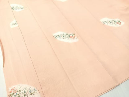 平和屋着物●長襦袢　袷　絞り　手描き　地紙花文　正絹　逸品　未使用　CABG7746vp