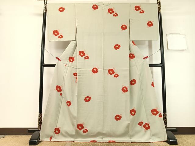 平和屋着物●上質な小紋　舞花文　金彩　ロング丈　正絹　逸品　未使用　CABG7747vp