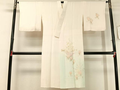 平和屋着物●長襦袢　袷　手描き　草花文　暈し染め　正絹　逸品　CABG7748vp