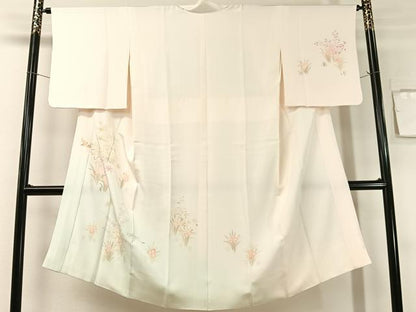 平和屋着物●長襦袢　袷　手描き　草花文　暈し染め　正絹　逸品　CABG7748vp