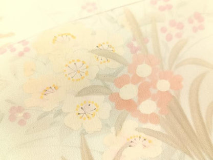 平和屋着物●長襦袢　袷　手描き　草花文　暈し染め　正絹　逸品　CABG7748vp