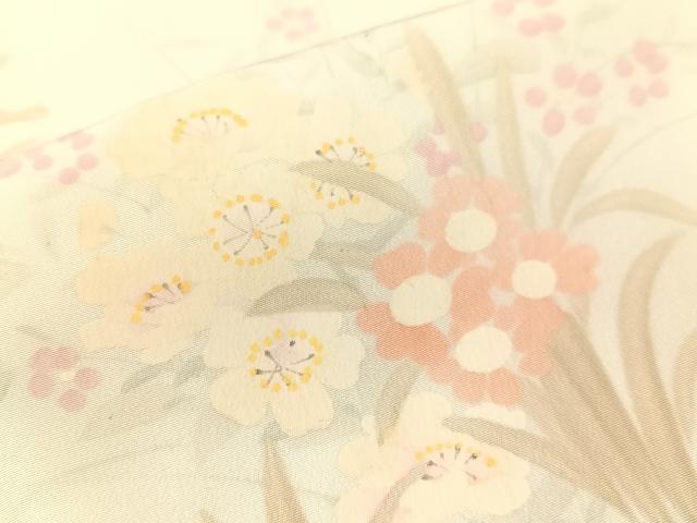 平和屋着物●長襦袢　袷　手描き　草花文　暈し染め　正絹　逸品　CABG7748vp