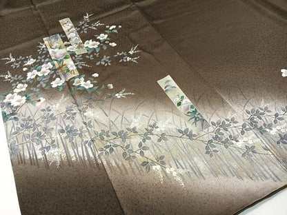 平和屋着物●訪問着　短冊花文　暈し染め　金銀彩　さが美扱い　正絹　逸品　CABG7749vp