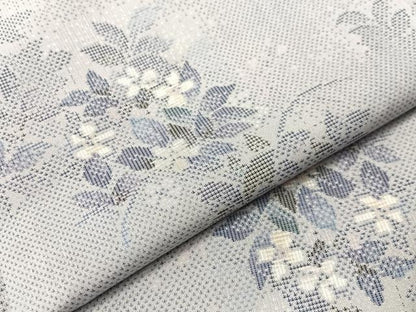 平和屋着物●本場大島紬　白大島　総絣　9マルキ　草花文　正絹　逸品　CABG7752vp