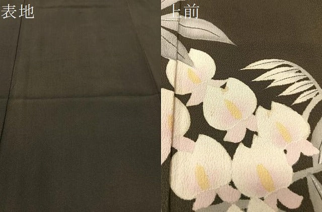 平和屋着物●訪問着　藤花房　黒地　正絹　逸品　CABG7753vp