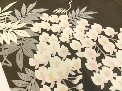 平和屋着物●訪問着　藤花房　黒地　正絹　逸品　CABG7753vp