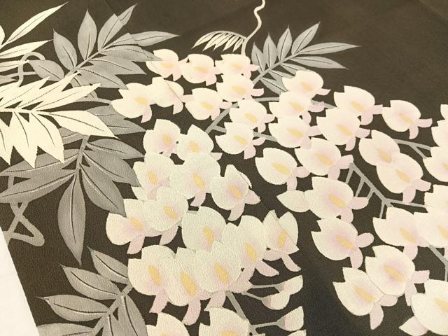 平和屋着物●訪問着　藤花房　黒地　正絹　逸品　CABG7753vp