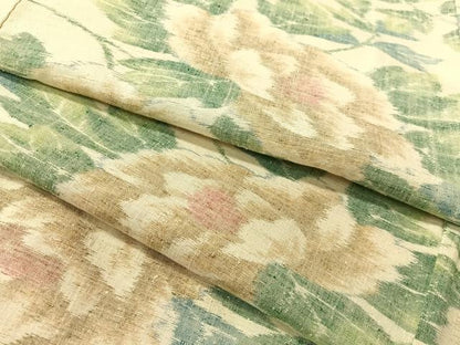 平和屋着物●小千谷紬　牡丹　正絹　逸品　CABG7754vp