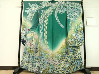 平和屋着物●豪華振袖　絞り　辻が花　暈し染め　銀通し地　正絹　逸品　CABG7758vp
