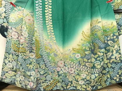 平和屋着物●豪華振袖　絞り　辻が花　暈し染め　銀通し地　正絹　逸品　CABG7758vp