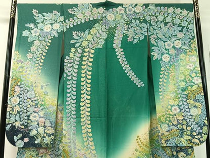 平和屋着物●豪華振袖　絞り　辻が花　暈し染め　銀通し地　正絹　逸品　CABG7758vp