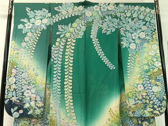 平和屋着物●豪華振袖　絞り　辻が花　暈し染め　銀通し地　正絹　逸品　CABG7758vp