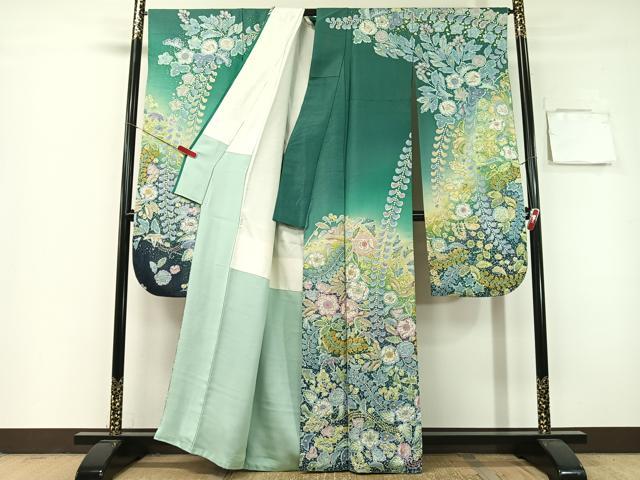 平和屋着物●豪華振袖　絞り　辻が花　暈し染め　銀通し地　正絹　逸品　CABG7758vp
