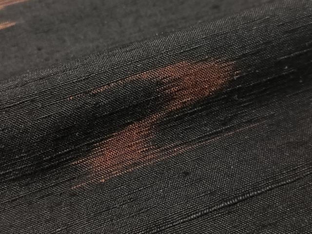平和屋着物●上質な紬　琉球絣文様　黒地　正絹　逸品　CABG7763vp