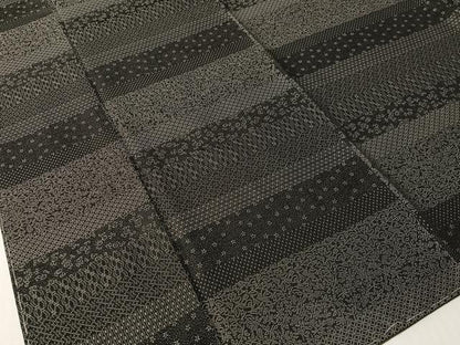 平和屋着物●上質なお召　百柄　黒地　正絹　逸品　未使用　CABG7765vp