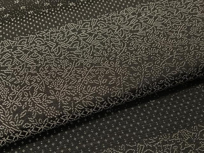 平和屋着物●上質なお召　百柄　黒地　正絹　逸品　未使用　CABG7765vp
