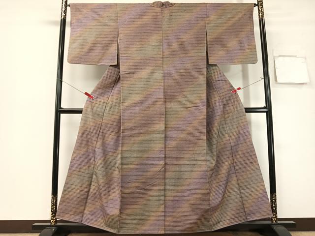 平和屋着物○菅原工房 菅原結作 漢方染紬 横縞 正絹 逸品 CABG7767vp