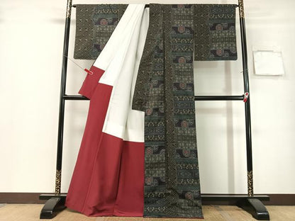 平和屋着物●本場大島紬　9マルキ　更紗花鳥文　正絹　逸品　未使用　CABG7768vp
