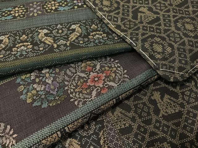 平和屋着物●本場大島紬　9マルキ　更紗花鳥文　正絹　逸品　未使用　CABG7768vp