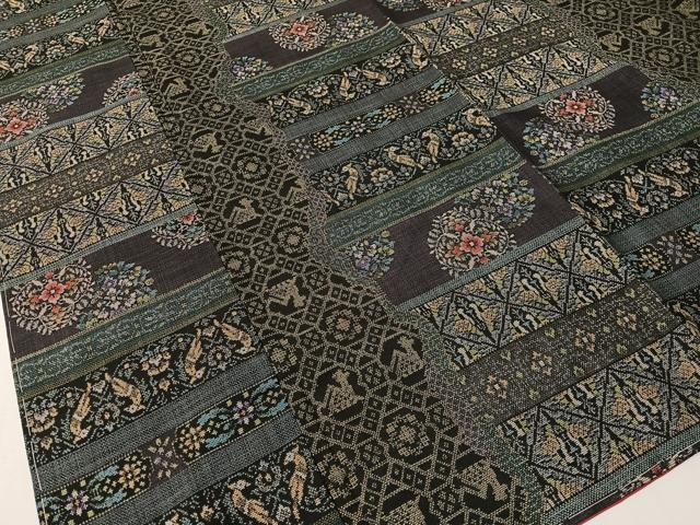 平和屋着物●本場大島紬　9マルキ　更紗花鳥文　正絹　逸品　未使用　CABG7768vp