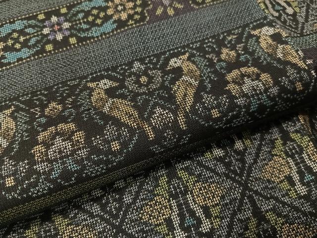 平和屋着物●本場大島紬　9マルキ　更紗花鳥文　正絹　逸品　未使用　CABG7768vp