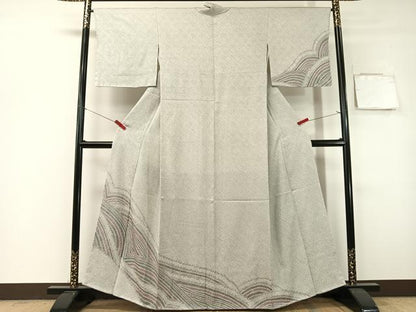 平和屋着物●訪問着　総絞り　立波文　正絹　逸品　未使用　CABG7771vp