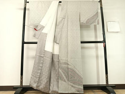 平和屋着物●訪問着　総絞り　立波文　正絹　逸品　未使用　CABG7771vp